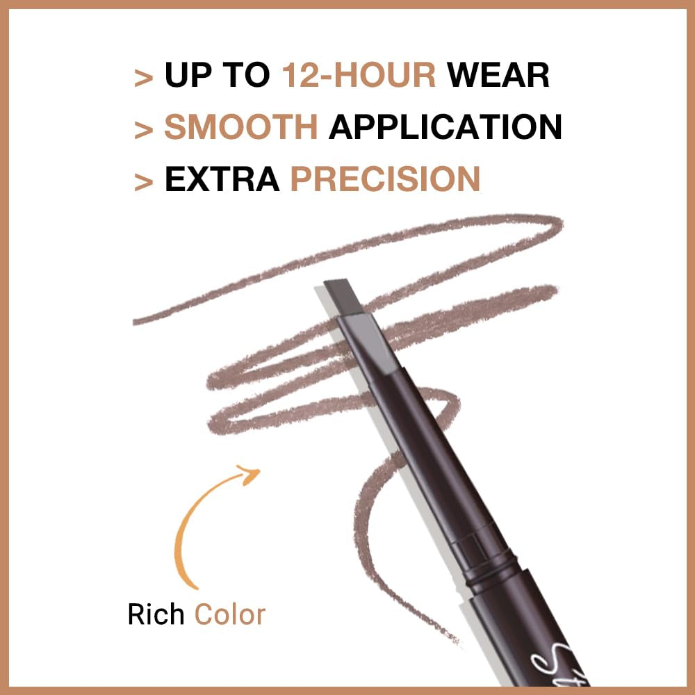 4 Pcs Ultimate Eyebrow Retractable Definer Pencils,Dual-Sided Natural Soft Textured Eyebrow Pencil, for Daily Look Eyebrow Makeup,Brow Brush,Fine Tip Lapiz De Cejas-Medium Brown