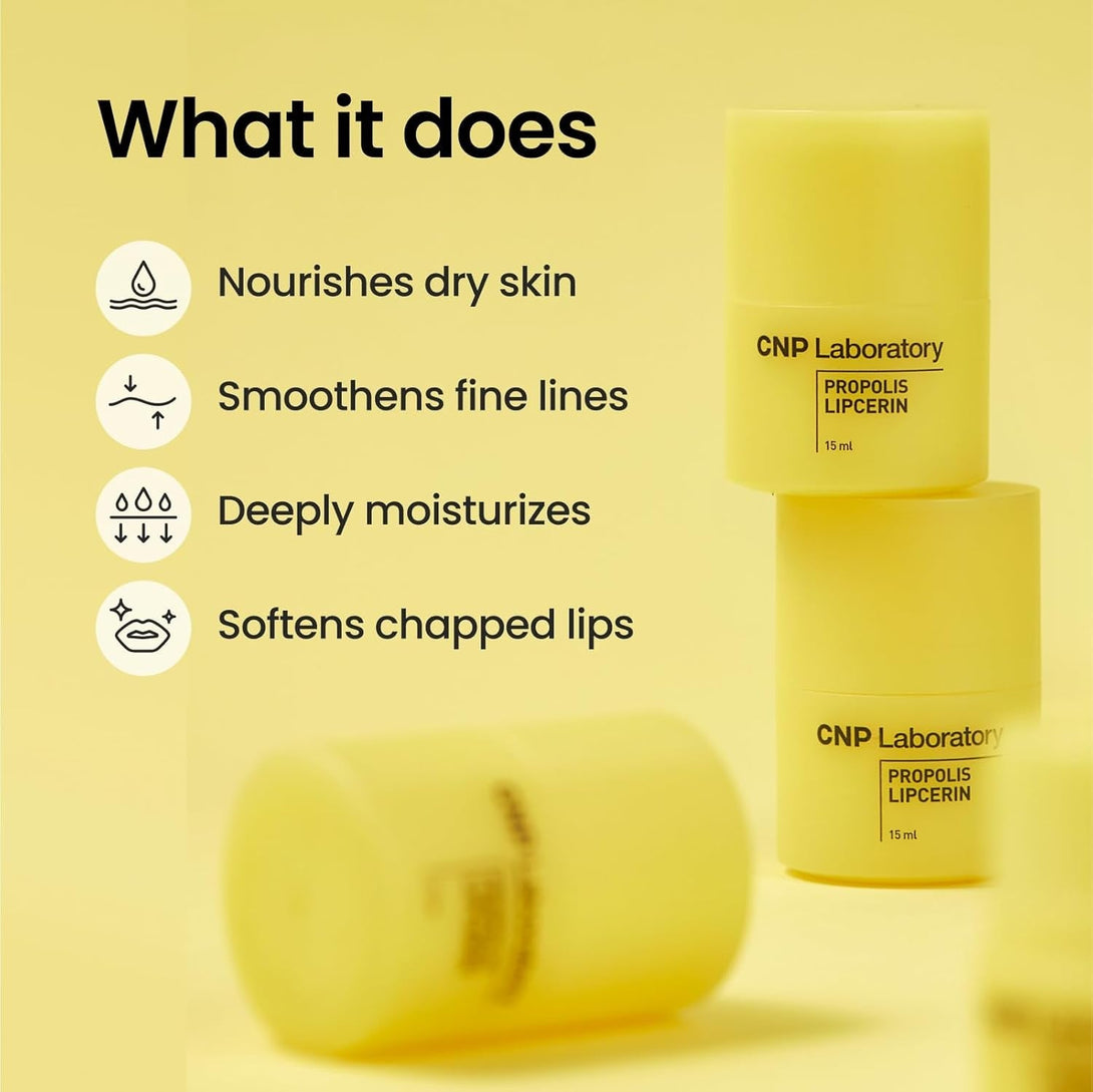 CNP Honey Lip Butter - Propolis Lipcerin™ 01 Original, Hydrating Overnight Manuka Lip Balm & Mask, 12Hrs Long-Lasting Moisture, Gifts for Women, Korean Skin Care, 0.5 Fl.Oz.