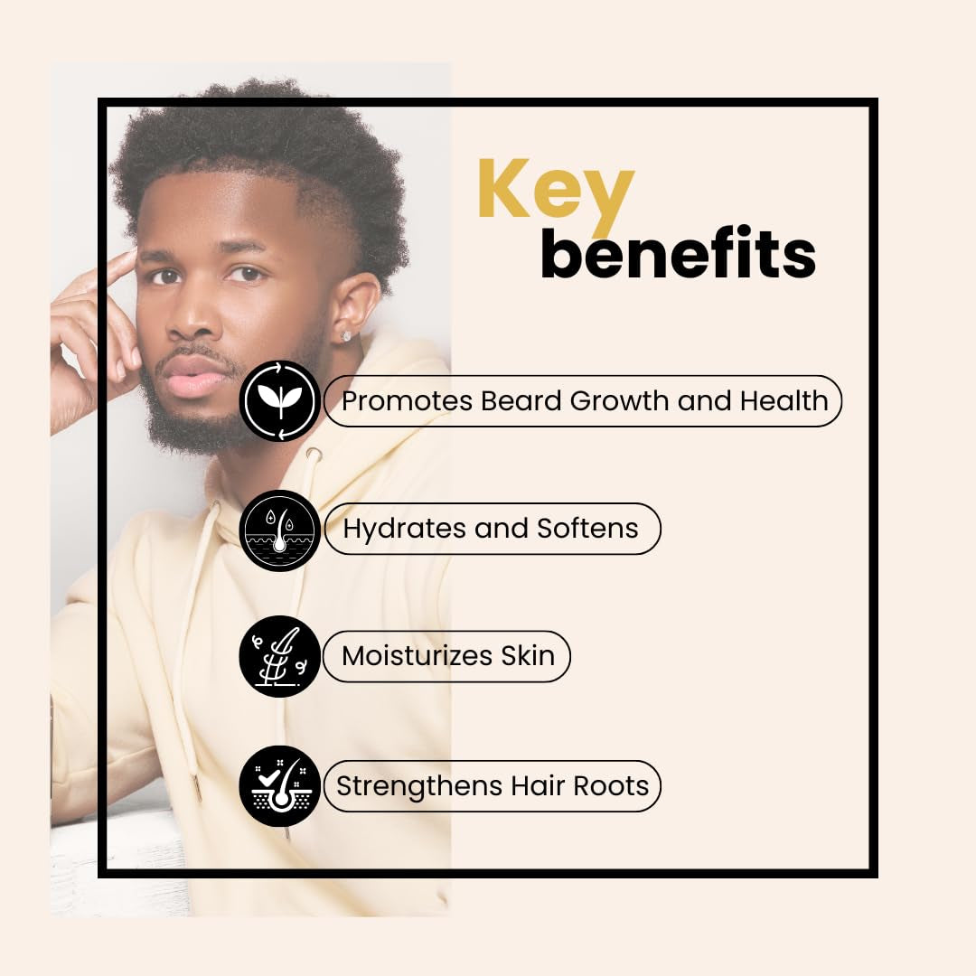 Bask & Lather Beard Growth Oil, Frizz Free Hair Oil for Men Beard Care with Vitamins & Natural Ingredients to Hydrate, Smooth & Soften for Shiny, Thicker Fuller Beard Hair and Texture, 4 Fl Oz