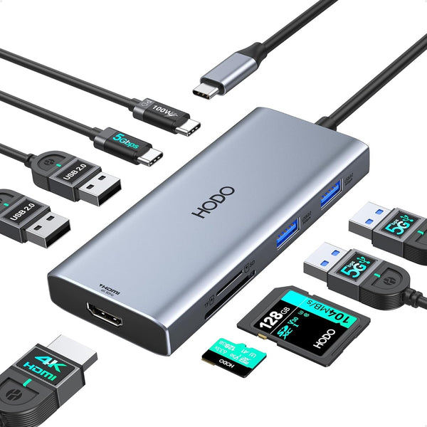 USB C Hub Multiport Adapter for Macbook Pro/Air,9 in 1 USB C to HDMI Mac Dongle with 4K@60Hz+Pd100W+Sd/Tf Card Reader+5 USB Ports Compatible for Dell Xps/Hp/Lenovo/Surface and Other Type C Devices