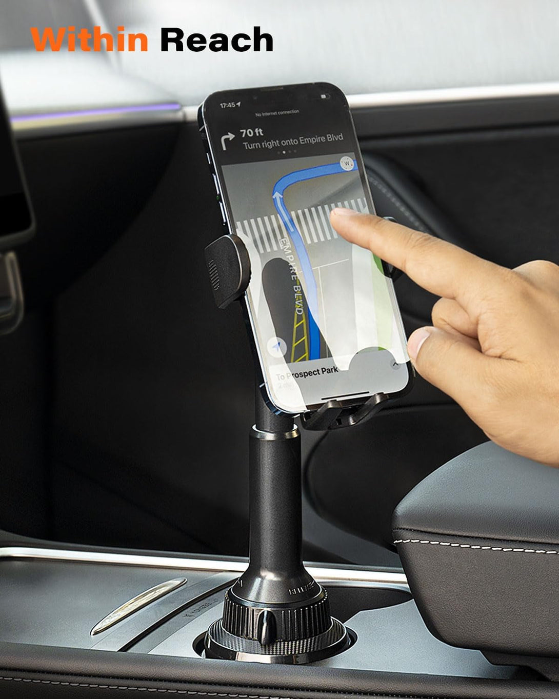 Apps2Car Universal Car Cup Phone Holder | Quick Extension Long Arm | 360° Swivel | Adjustable for Iphone, Samsung, Google, and All Smartphones | Stable & No Shake Design