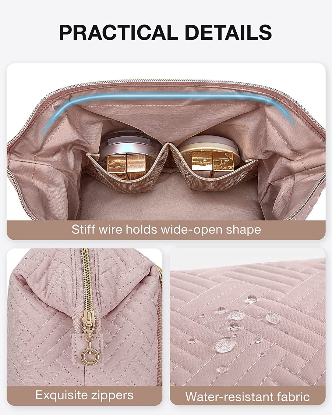 BAGSMART Travel Makeup Bag, Cosmetic Bag Make up Organizer Case,Large Wide-Open Pouch for Women Purse for Toiletries Accessories Brushes