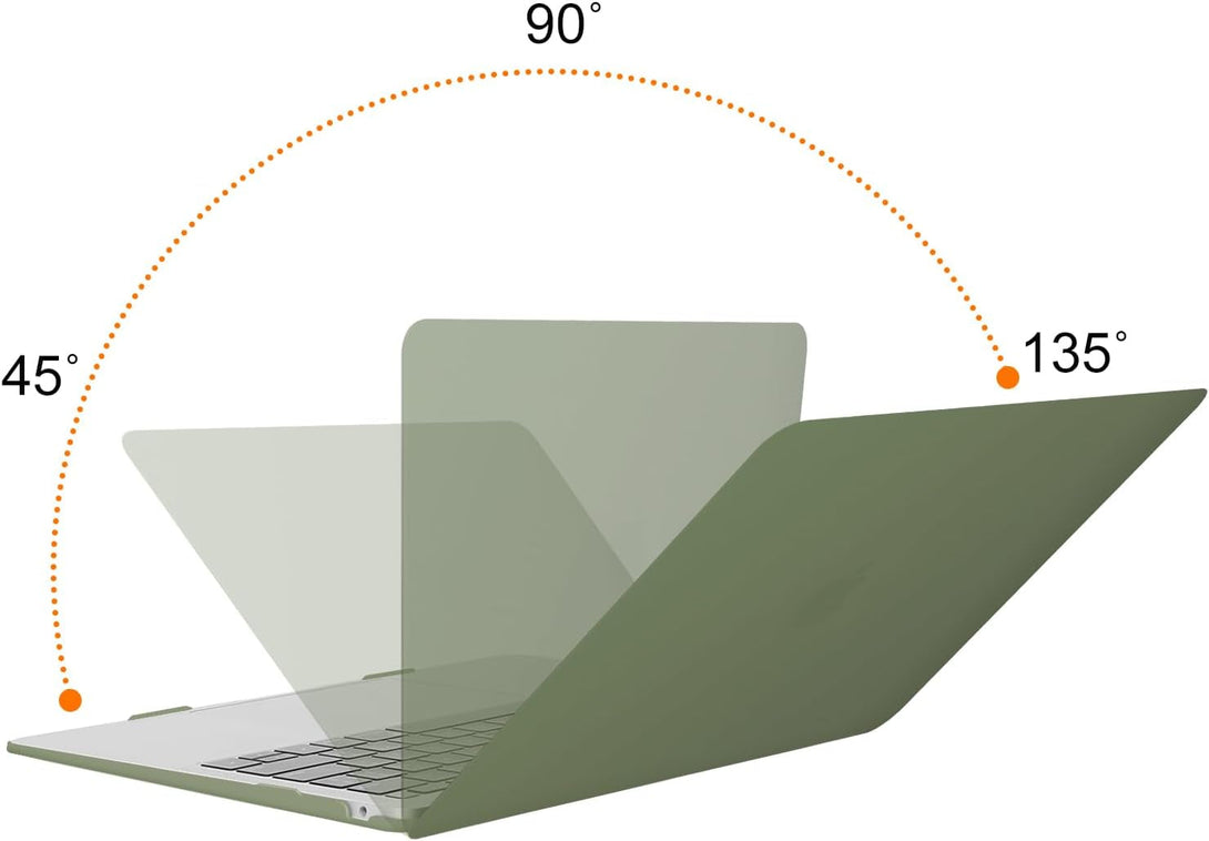 MOSISO Compatible with Macbook Air 13 Inch Case 2022, 2021-2018 Release A2337 M1 A2179 A1932, Plastic Hard Shell&Keyboard Cover&Screen Film&Storage Bag for Macbook Air 13.3 Inch Case, Army Green