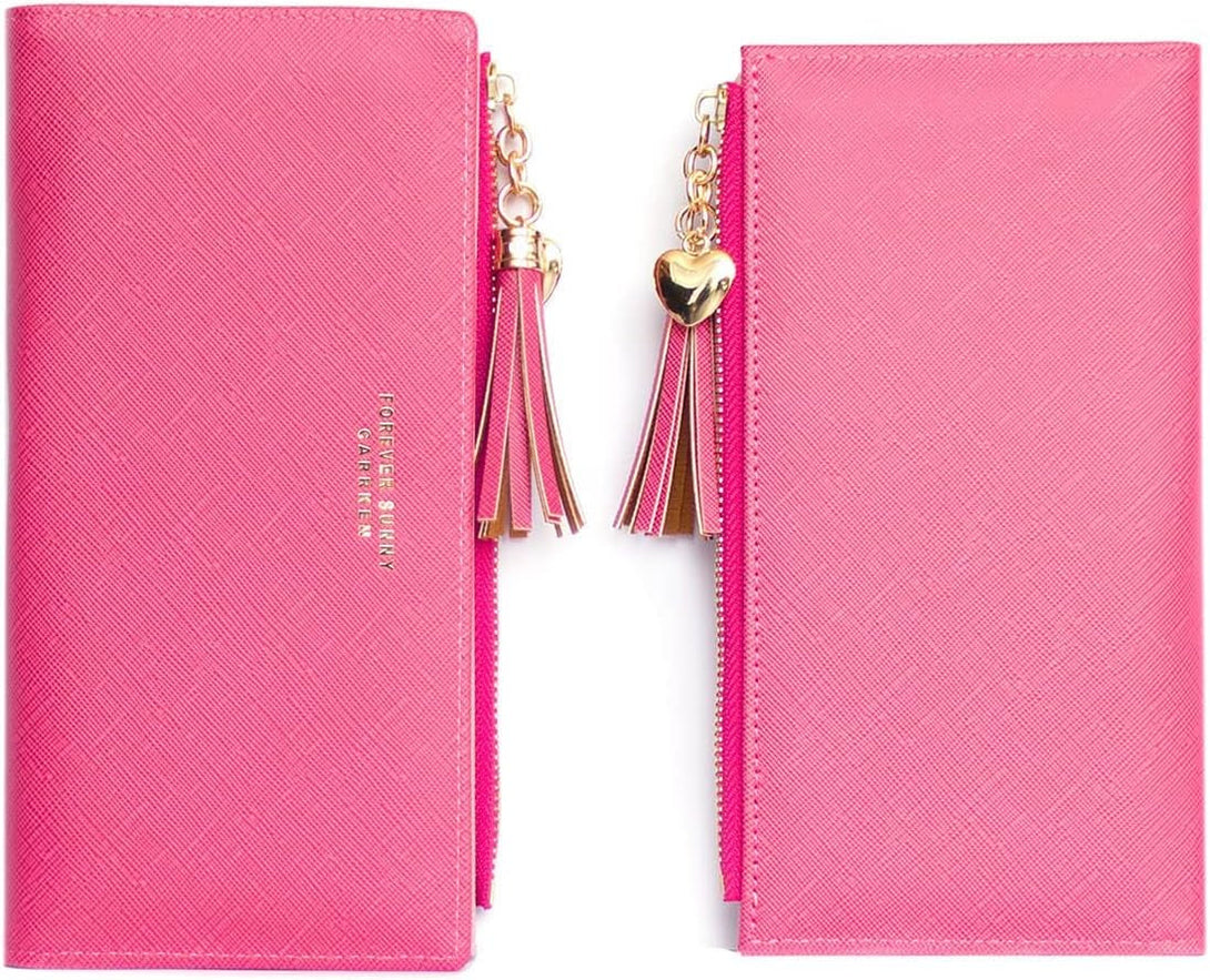 Womens Wallet Cute Elegant Long Slim Card Holder Case Minimalist Coin Purse Thin Tassels Zip Clutch Wallets for Girls Ladies