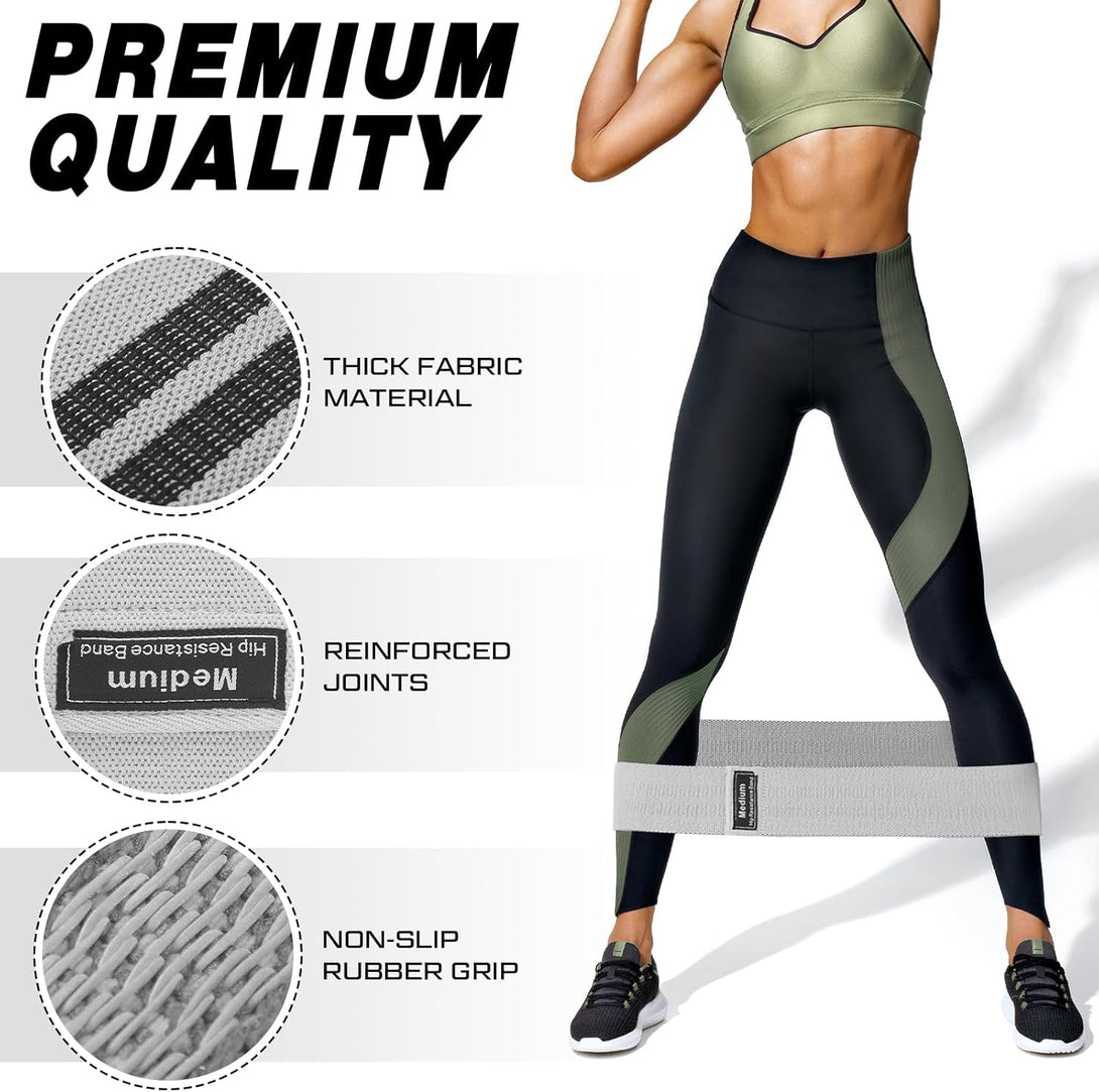 12 Pcs Fabric Resistance Bands for Working Out Booty Workout Stretch Exercise Bands Non Slip for Legs Squat Resistance Loop for Women Men Starter Butt Hip Thigh Fitness