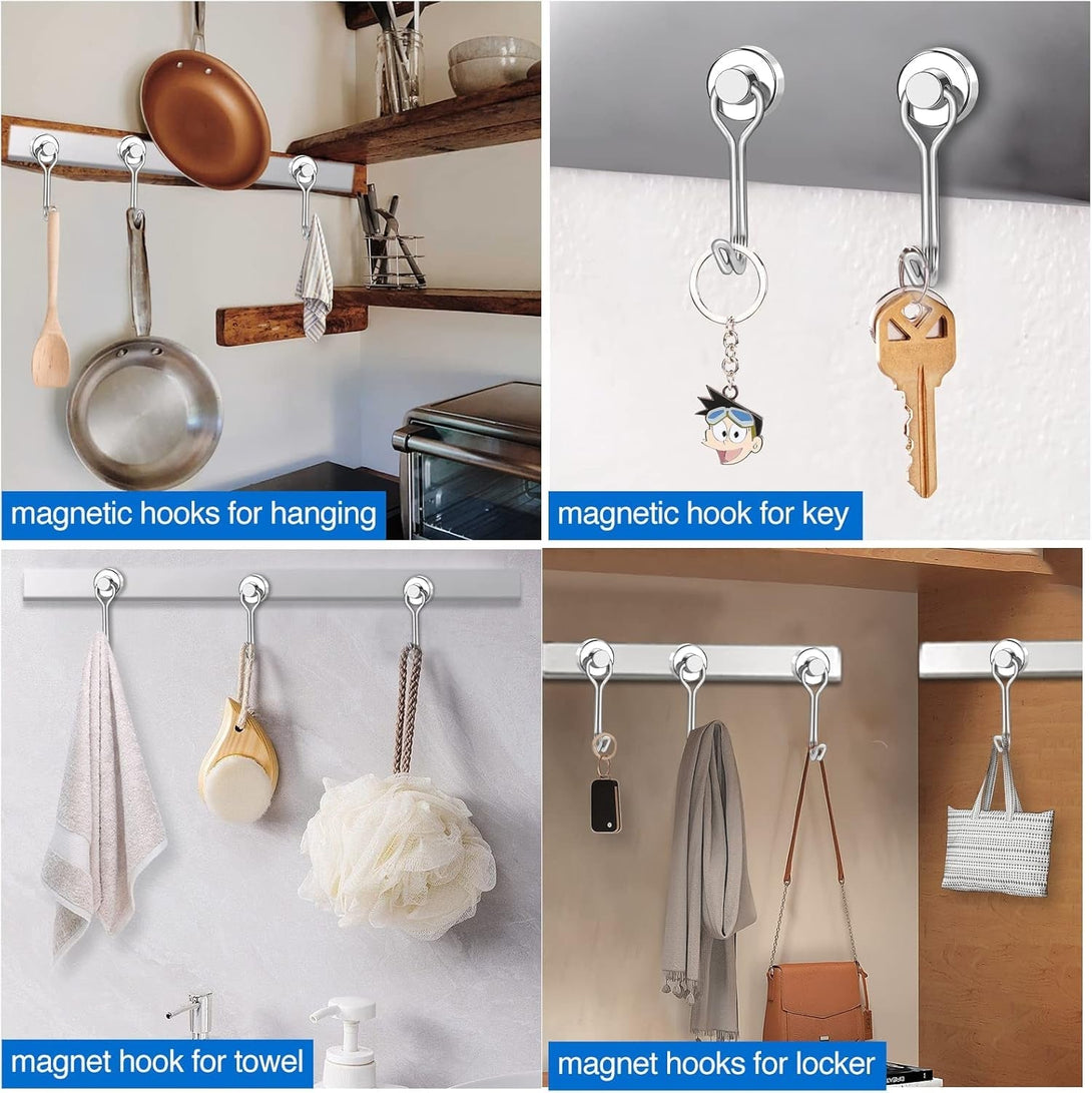 LOVIMAG Mug Hanger Hooks, 12 Pcs Magnetic Hooks 2025 Cruise Cabins Essentials Strong Heavy Duty Magnets Decorations Must Haves Travel Classroom Home Refrigerator Door Fridge Lanyards, Silver