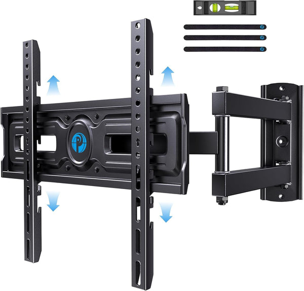 Pipishell Full Motion TV Wall Mount for Most 26-60 Inch Flat & Curved Tvs up to 77 Lbs, Adjustable Bracket Height, Single Articulating Arm, Extension, Max VESA 400X400Mm, PIMF9