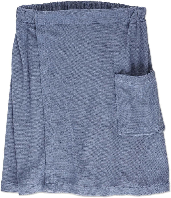 DII Men'S Terry Shower Wrap Collection Adjustable with Velcro and Pocket, 54X20, Stonewash Blue