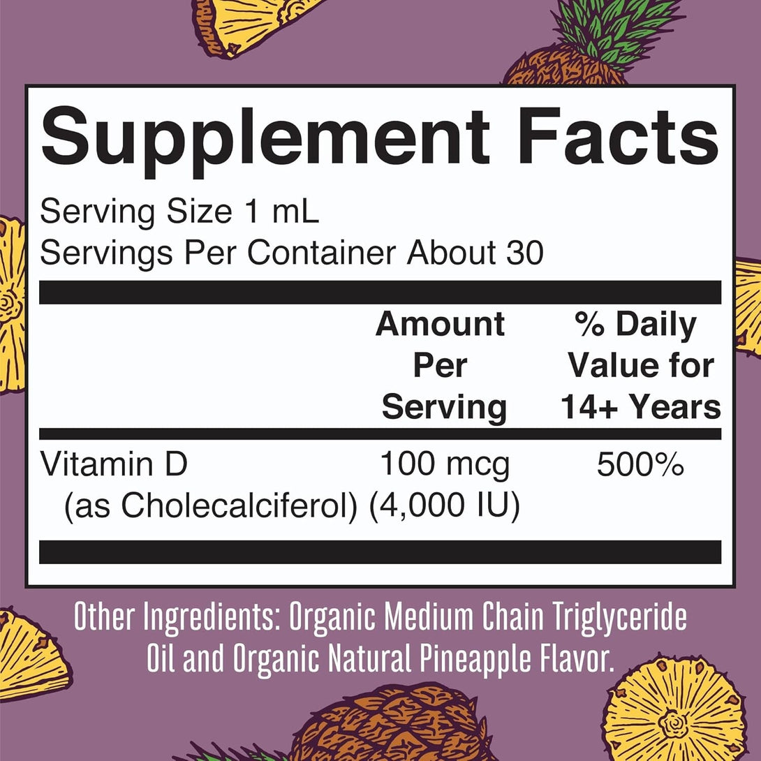Maryruth Organics Vitamin D3 Liquid Drops | Megadose 4000 IU | USDA Organic Liquid Vitamin D Spray for Adults & Kids | Immune Support & Bone Health | Vegan | Gluten Free | Non-Gmo | 30 Servings