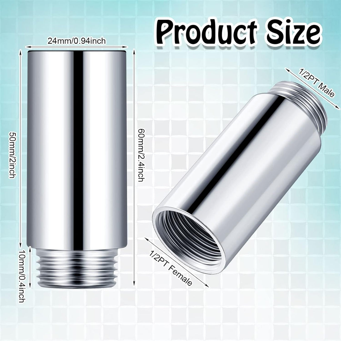 Amylove 2 Pcs Shower Head Extension Arm Stainless Steel Shower Pipe Extension 1/2Pt Male to 1/2Pt Female Thread Cast Pipe Fitting Coupler Adapter(2 Inch)
