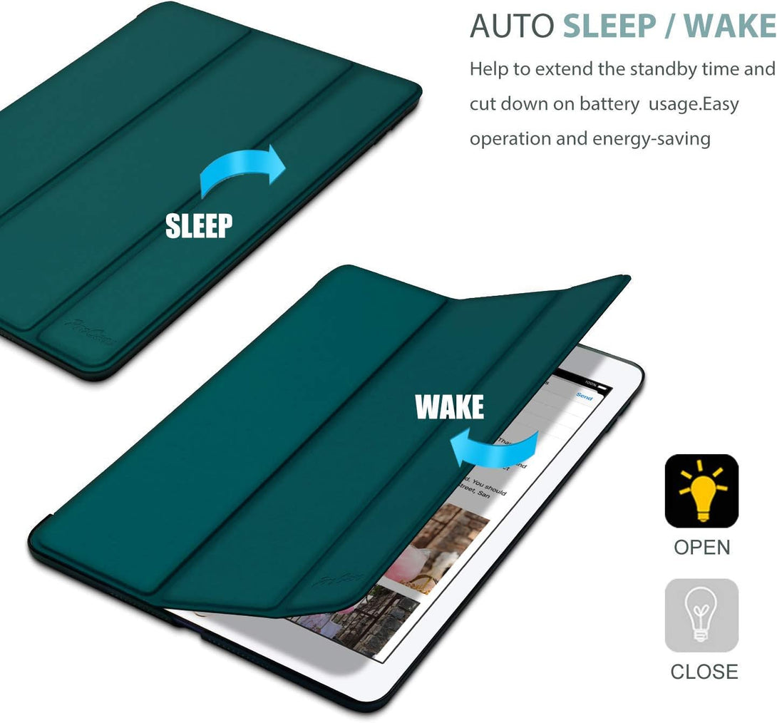 Procase Smart Case for Ipad 9.7 Inch Ipad 6Th/5Th Generation Case 2018 2017(Model: A1893 A1954 A1822 A1823), Ultra Slim Lightweight Stand Case with Translucent Frosted Back Smart Cover -Emerald