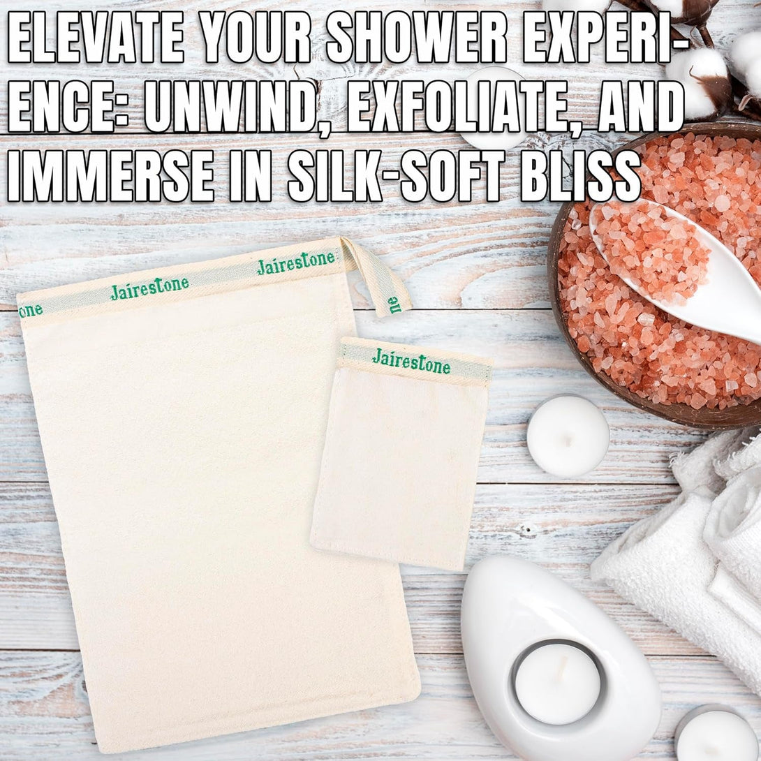 Exfoliating Mitt - Body Exfoliator Scrubber - Exfoliating Bath Mitt - Spray Tan & Keratosis Pilaris Remover- Lift Away Dead Skin - Turkish Hammam Glove Exfoliating Kese - Set of 2 Mitts