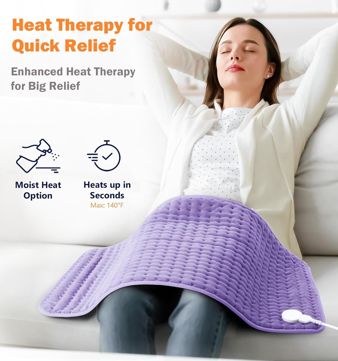 17"X33" Heating Pad for Back Pain Relief, Electric Heating Pads for Neck/Shoulder/Muscle Pain, Auto Off, 6 Heat Settings - Mothers Day Christmas Gifts for Women Mom Sister Wife Grandma