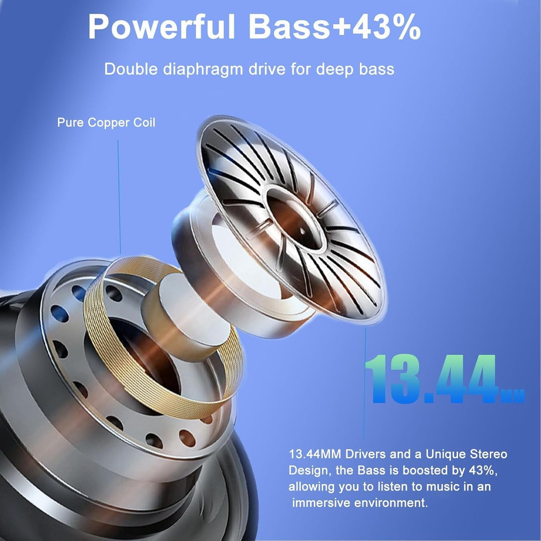 Ear Buds Wireless Bluetooth Earbuds Bluetooth 5.3 Headphones with LED Display 128H Powerful Bass In-Ear Earbuds with 4 ENC Noise Cancelling Mic IP7 Waterproof 2025 New Earphones for Ios/Android