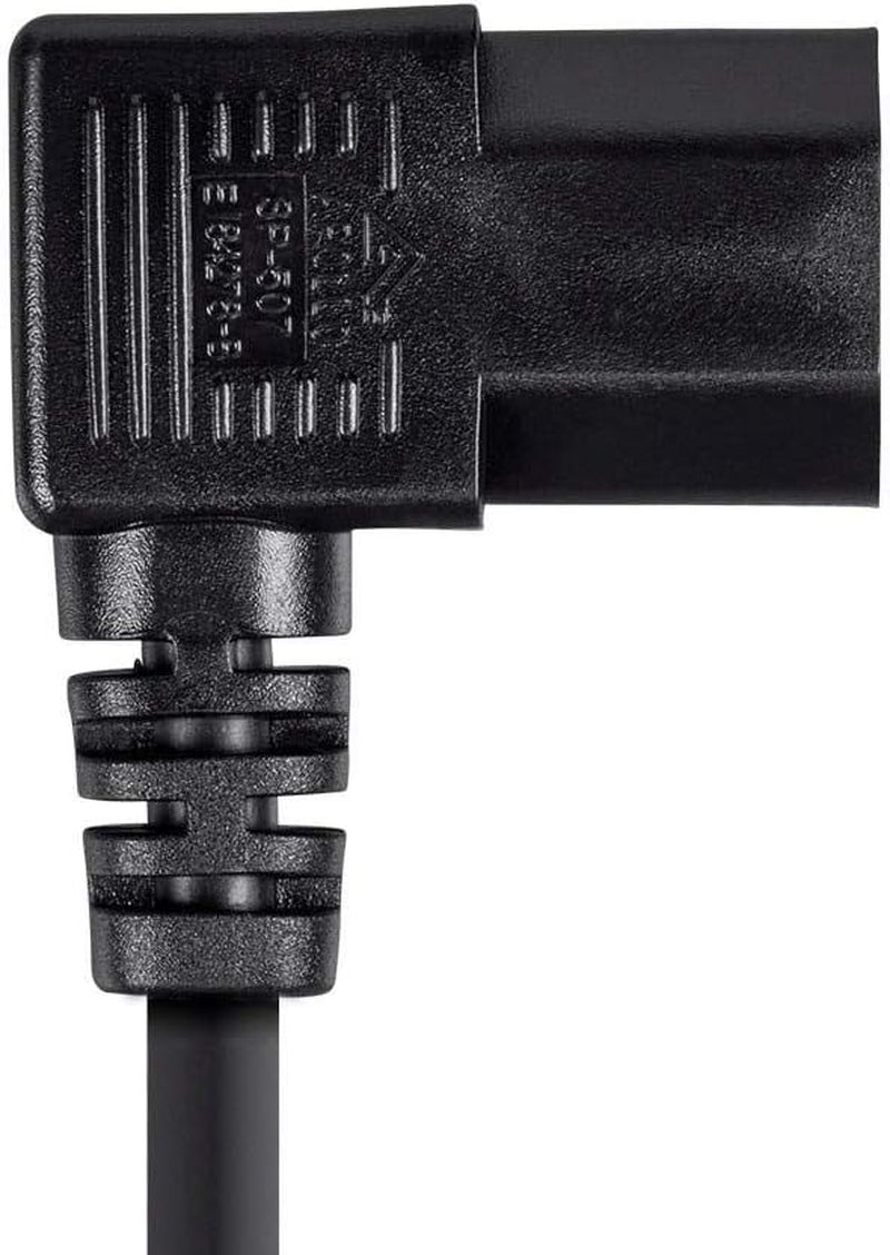 Monoprice 6Ft 14AWG Right Angle Power Cord Cable W/ 3 Conductor PC Power Connector Socket (C13/5-15P) - Black