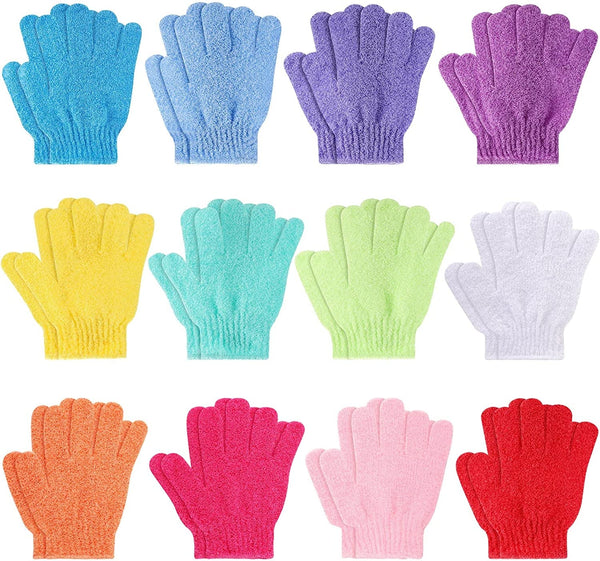 BTYMS 24 Pcs Shower Exfoliating Gloves Hand Exfoliating Glove Body Scrubber Loofah Washing Gloves for Shower, Spa, Massage and Body Scrubs, Dead Skin Cell Remover