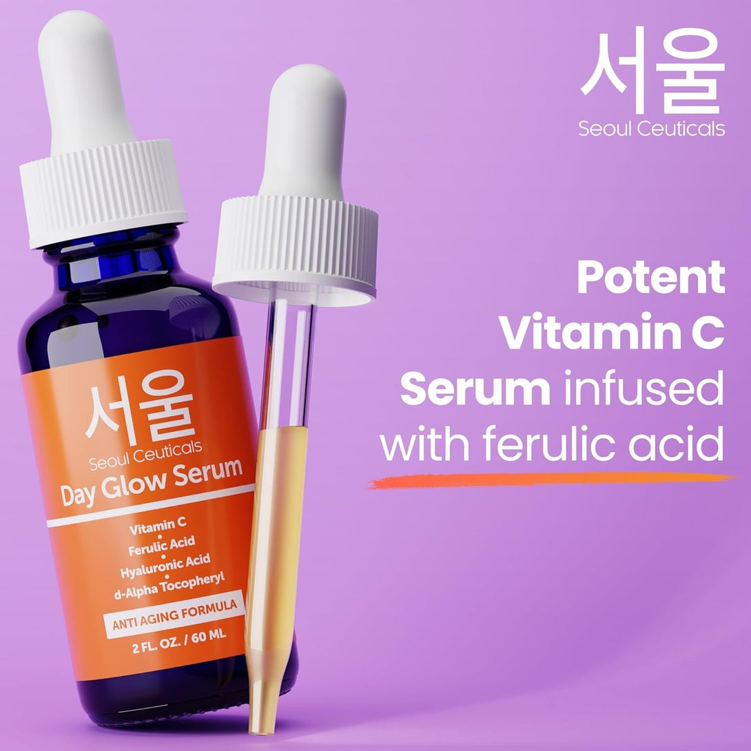 Seoulceuticals Large 2Oz Korean 20% Vitamin C Hyaluronic Acid Serum + CE Ferulic Acid - Potent anti Aging, anti Wrinkle K Beauty
