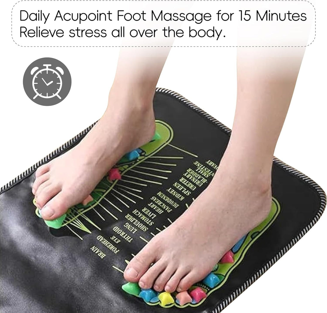 Funvalley Surperfect Foot Massage Mat with Reflexology Stones - Acupressure Walking Path for Pain Relief & Circulation, 68.9" X 13.78" Non-Slip Mat for Elderly, Office Workers, Students