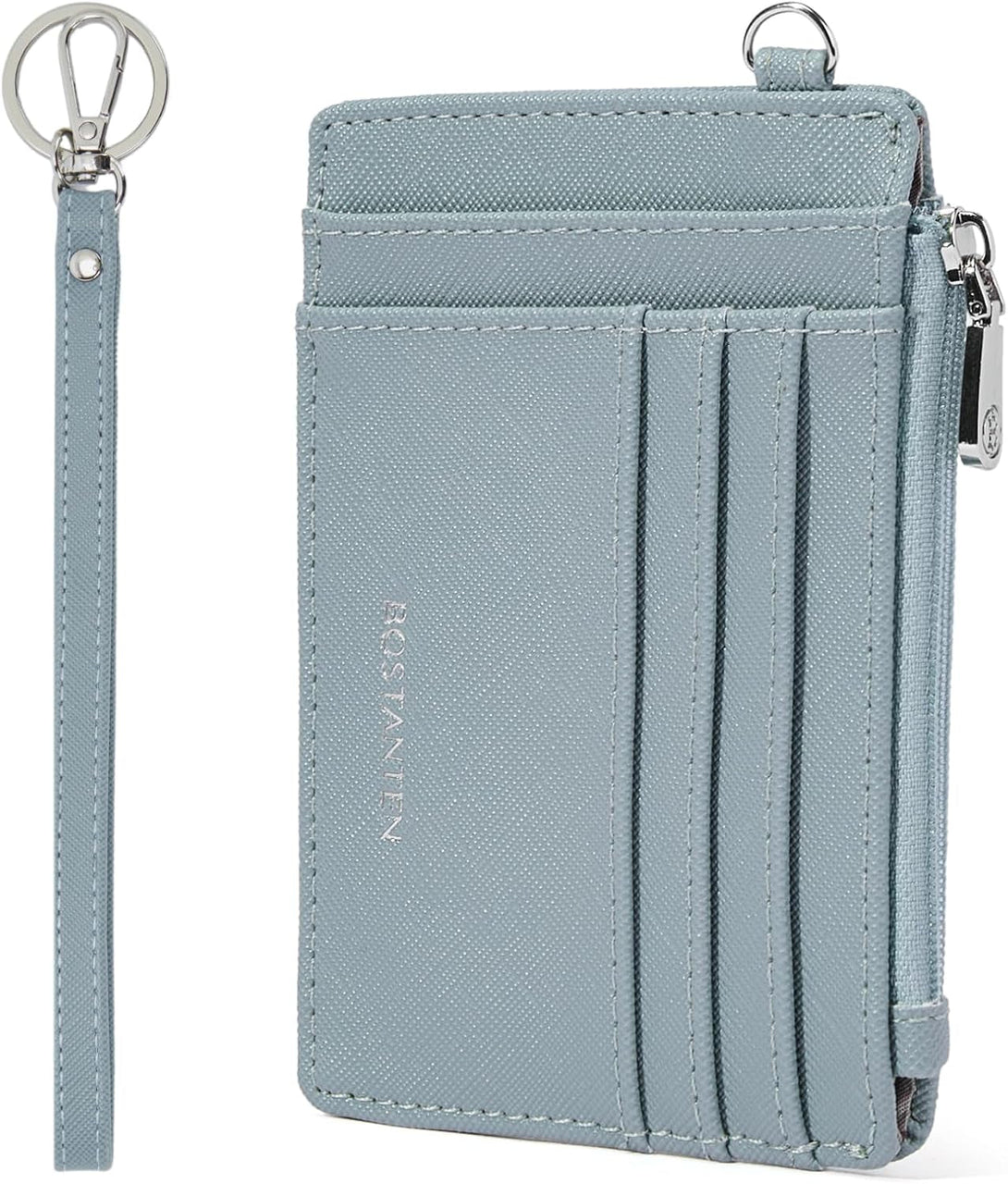 BOSTANTEN Small Wallet for Women RFID Leather Credit Card Holder Slim Wristlet Keychain Wallet with Zipper Pocket