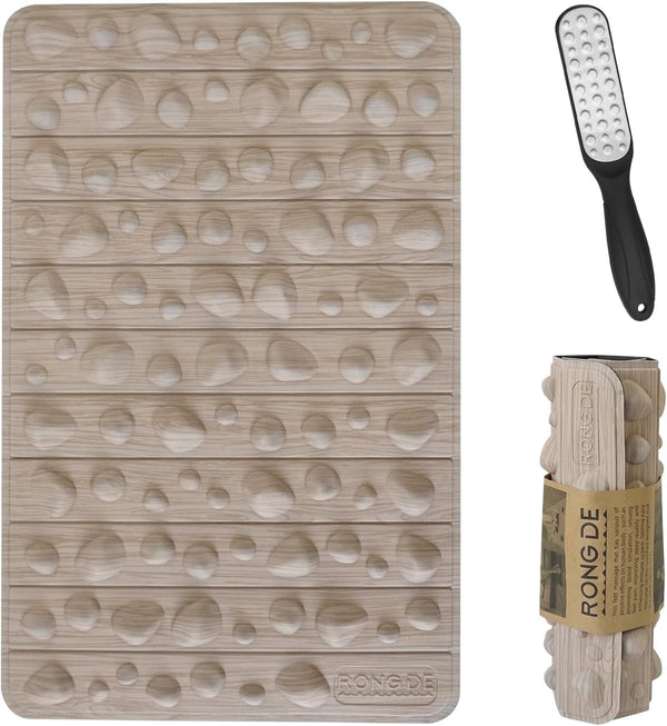 Foot Acupressure Mat and File, Foot Massage Mat anti Fatigue Standing Desk Office Reflexology for Bathroom Offic Yoga Travel Acupressure Tool Sensory Pad 20”X 12”