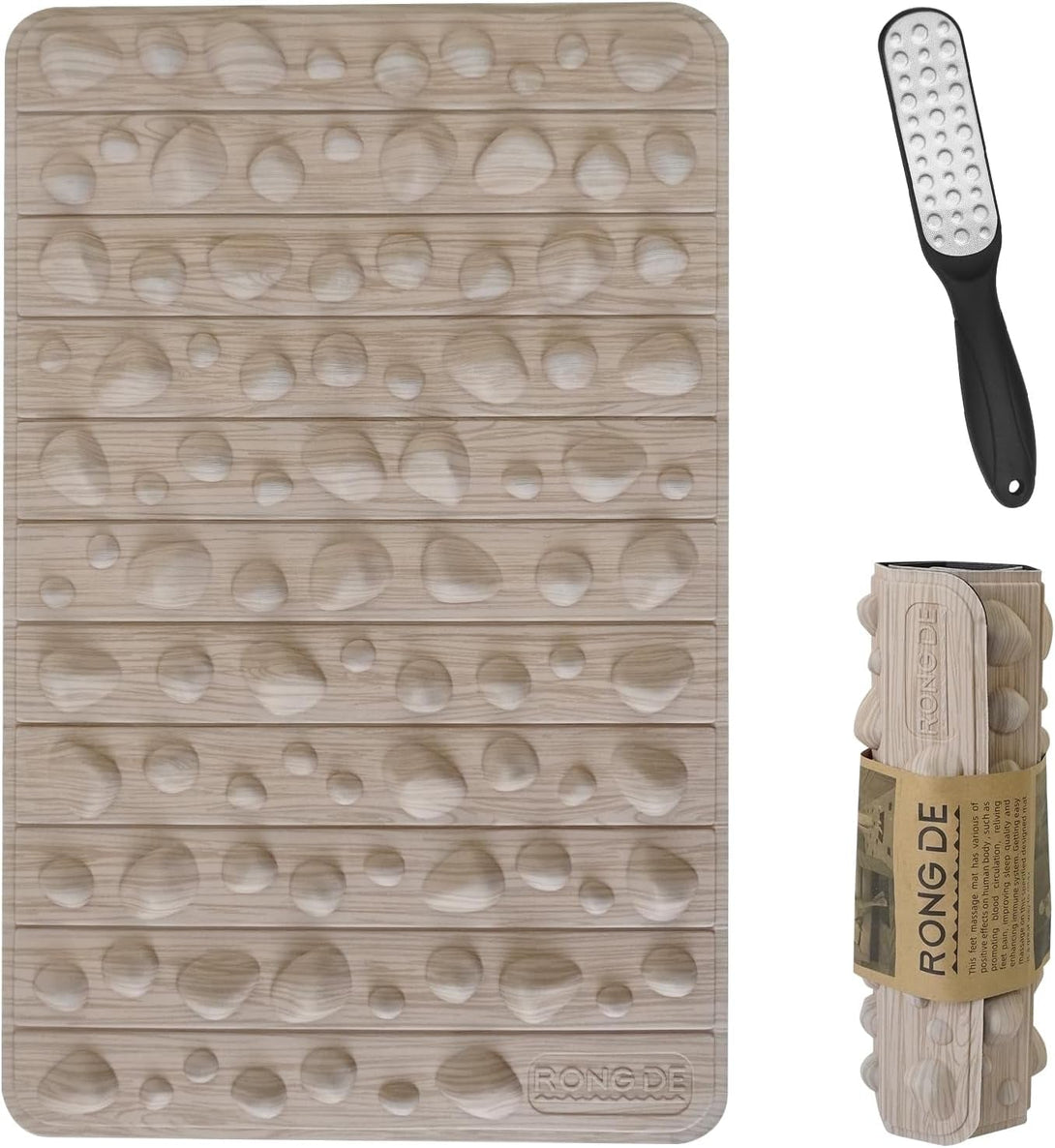 Foot Acupressure Mat and File, Foot Massage Mat anti Fatigue Standing Desk Office Reflexology for Bathroom Offic Yoga Travel Acupressure Tool Sensory Pad 20”X 12”