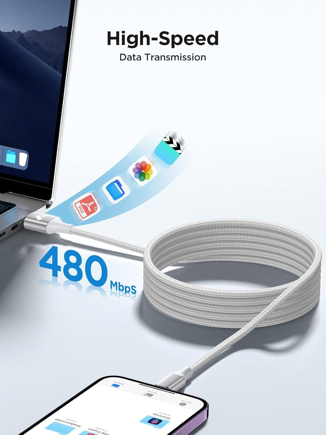 Iphone Charger [Apple Mfi Certified] 6FT Iphone Charger Cord Fast Charging USB to Lightning Cable Braided USB Phone Cable Cord Compatible with Iphone 14 13 12 11 Pro Max XR XS X 8 7 6 plus SE, Ipad