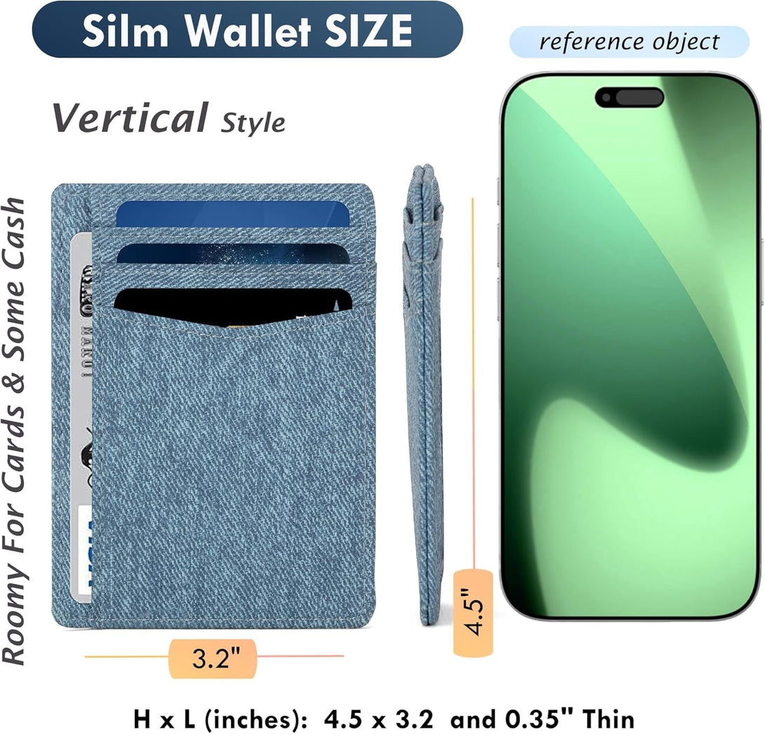 Slim Wallet Minimalist Front Pocket RFID Blocking Men and Women Leather Wallets
