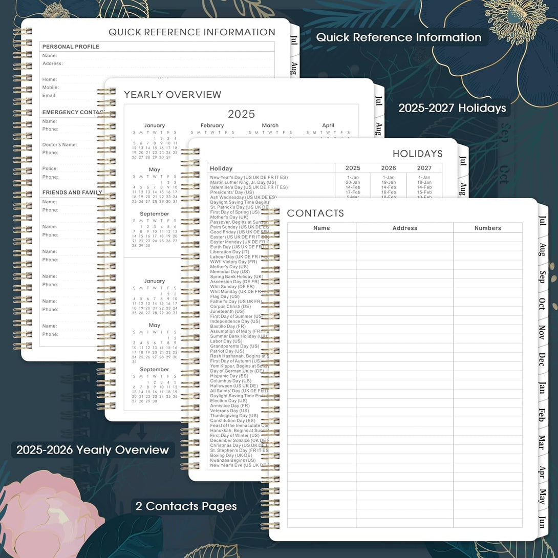 2025-2026 Planner - Planner 2025-2026, July 2025 - June 2026, Weekly & Monthly Spreads, 8'' X 10", Monthly Tabs, Twin-Wire Binding