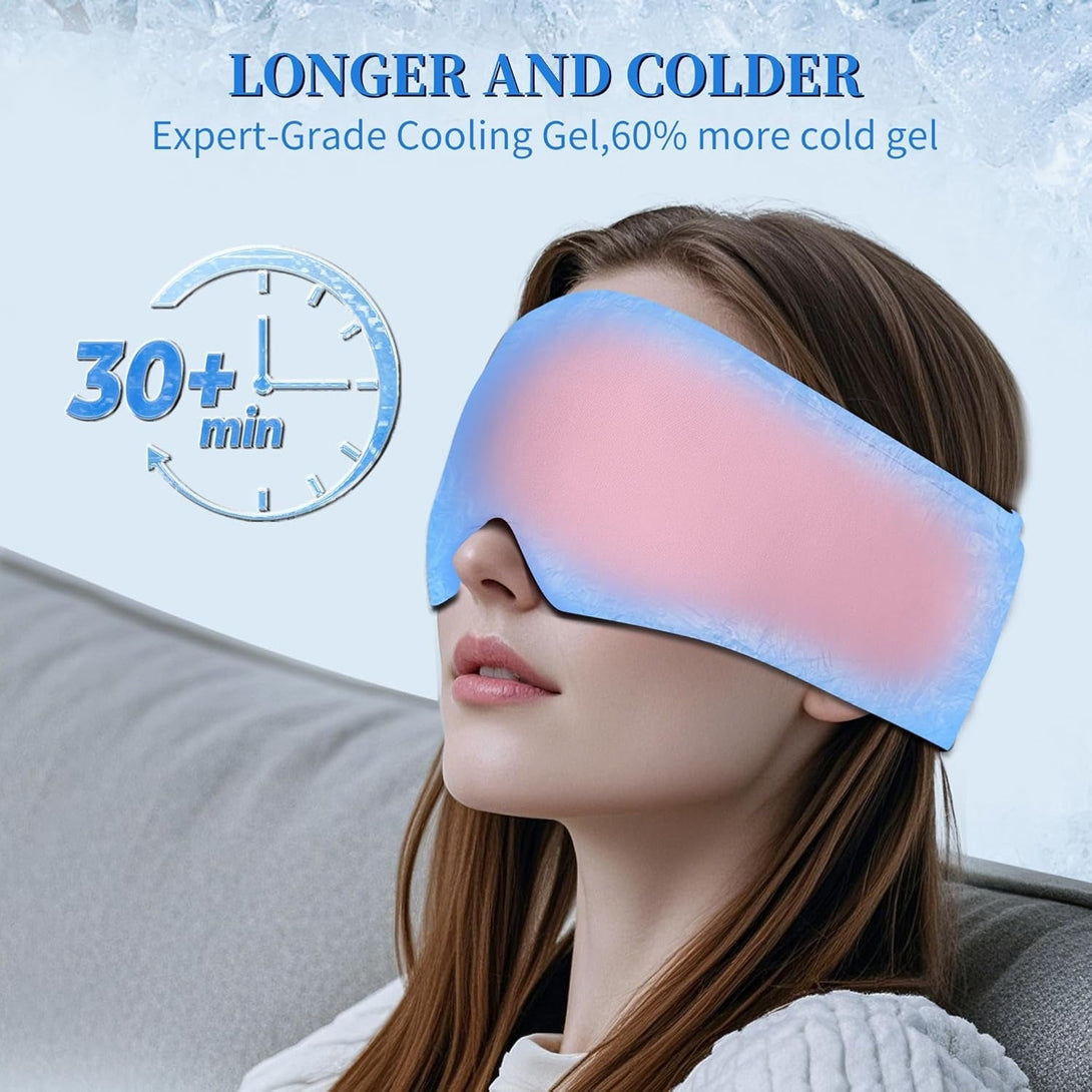 2 Pack Cooling Gel Eye Mask - Puffy Eyes, Dark Circles, Migraine Relief, FACEMOON Reusable Sleep Mask for Ice Cold Compress, Long Lasting Comfort for Dry Eyes, Stress Relief(Black,Pink)