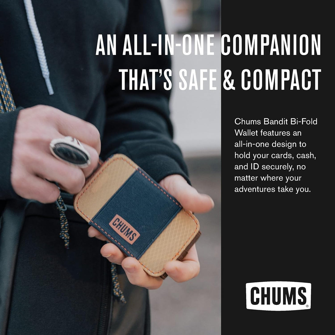Chums Bandit Bi-Fold Wallet – Slim RFID Wallet for Men & Women, Reversible Card, ID & Money Holder (Olive/Tan)