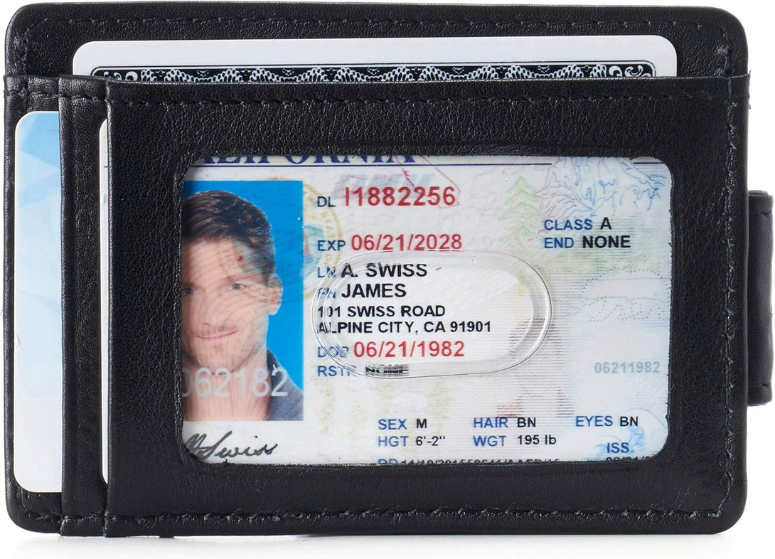 Alpine Swiss Harper Mens RFID Slim Money Clip Front Pocket Wallet Minimalist Leather ID Card Holder