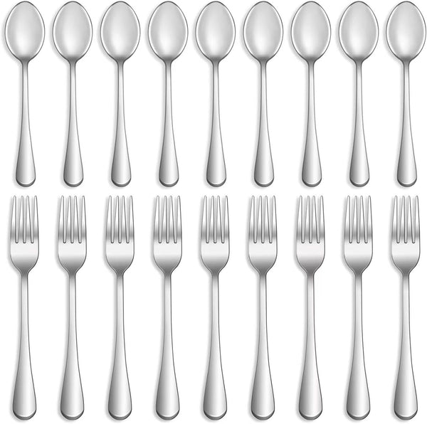 16 Pcs Forks and Spoons Silverware Set,Food Grade Stainless Steel Flatware Cutlery Set for Home,Kitchen and Restaurant,Mirror Polished,Dishwasher Safe - 8 Dinner Fork(8 Inch) and 8 Teaspoon(6.5 Inch)