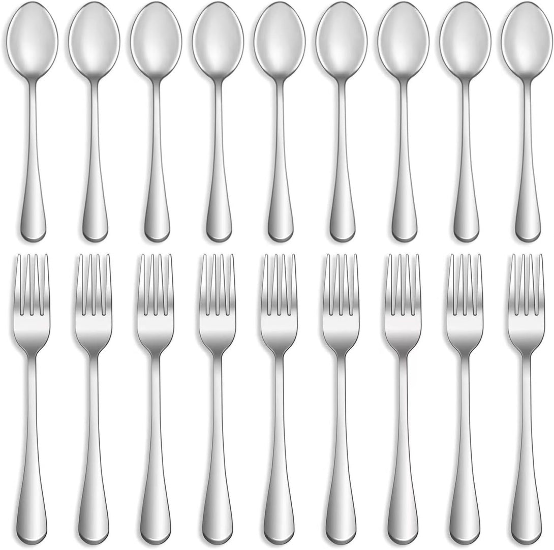 16 Pcs Forks and Spoons Silverware Set,Food Grade Stainless Steel Flatware Cutlery Set for Home,Kitchen and Restaurant,Mirror Polished,Dishwasher Safe - 8 Dinner Fork(8 Inch) and 8 Teaspoon(6.5 Inch)
