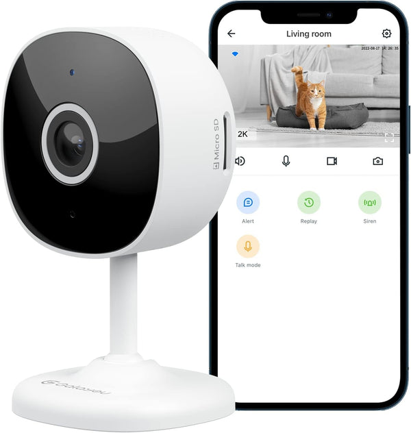 Wifi Camera 2K, Galayou Indoor Home Security Cameras for Baby/Elder/Dog/Pet Camera with Phone App,24/7 SD Card Storage,Works with Alexa & Google Home G7