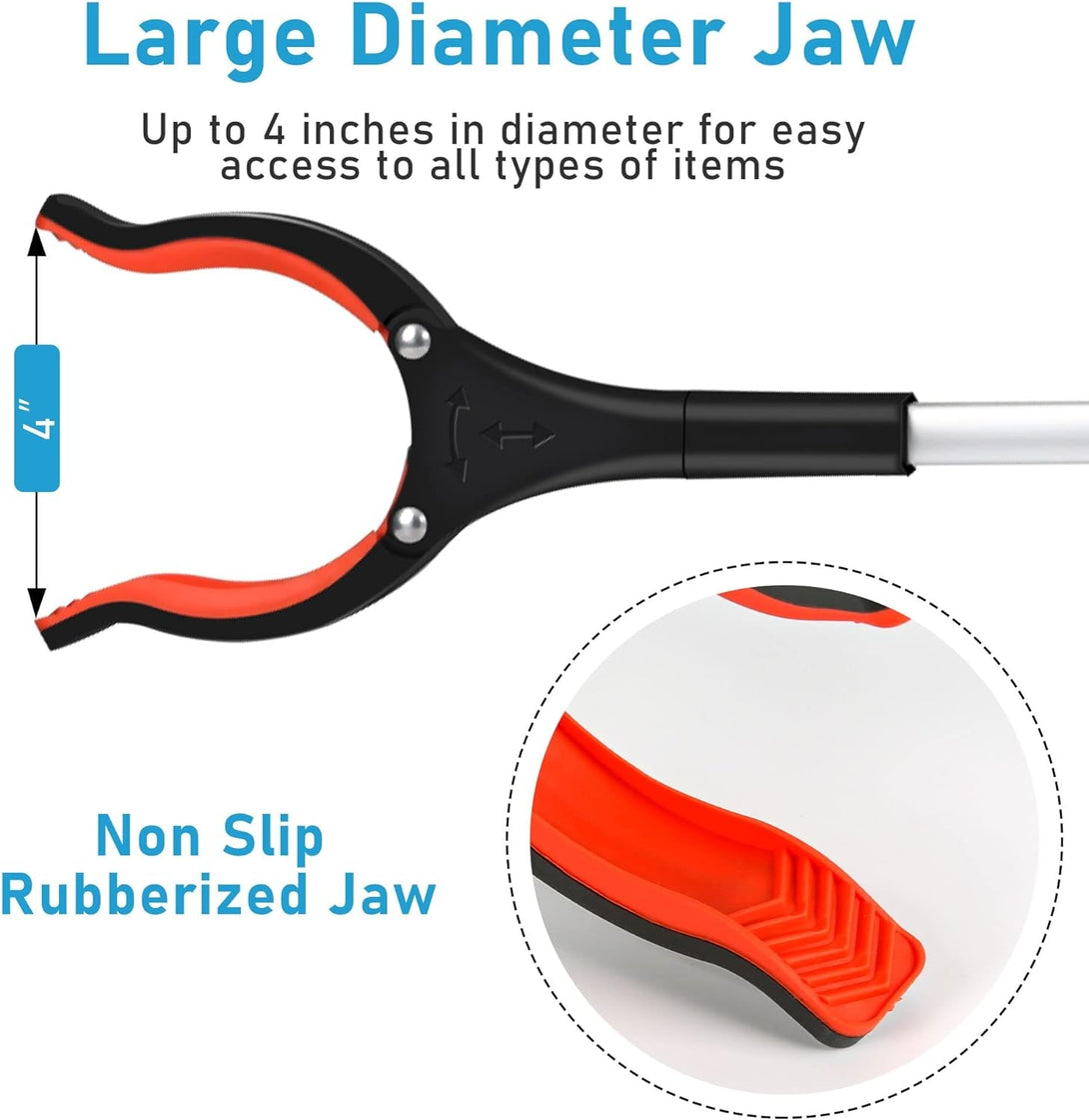 2025 Upgrade Grabber Reacher Tool, 360° Rotating Head, Wide Jaw, 32" Foldable, Trash Claw Grabbers for Elderly, Reaching Tool for Trash Pick up Stick, Litter Picker, Arm Extension (Orange3)