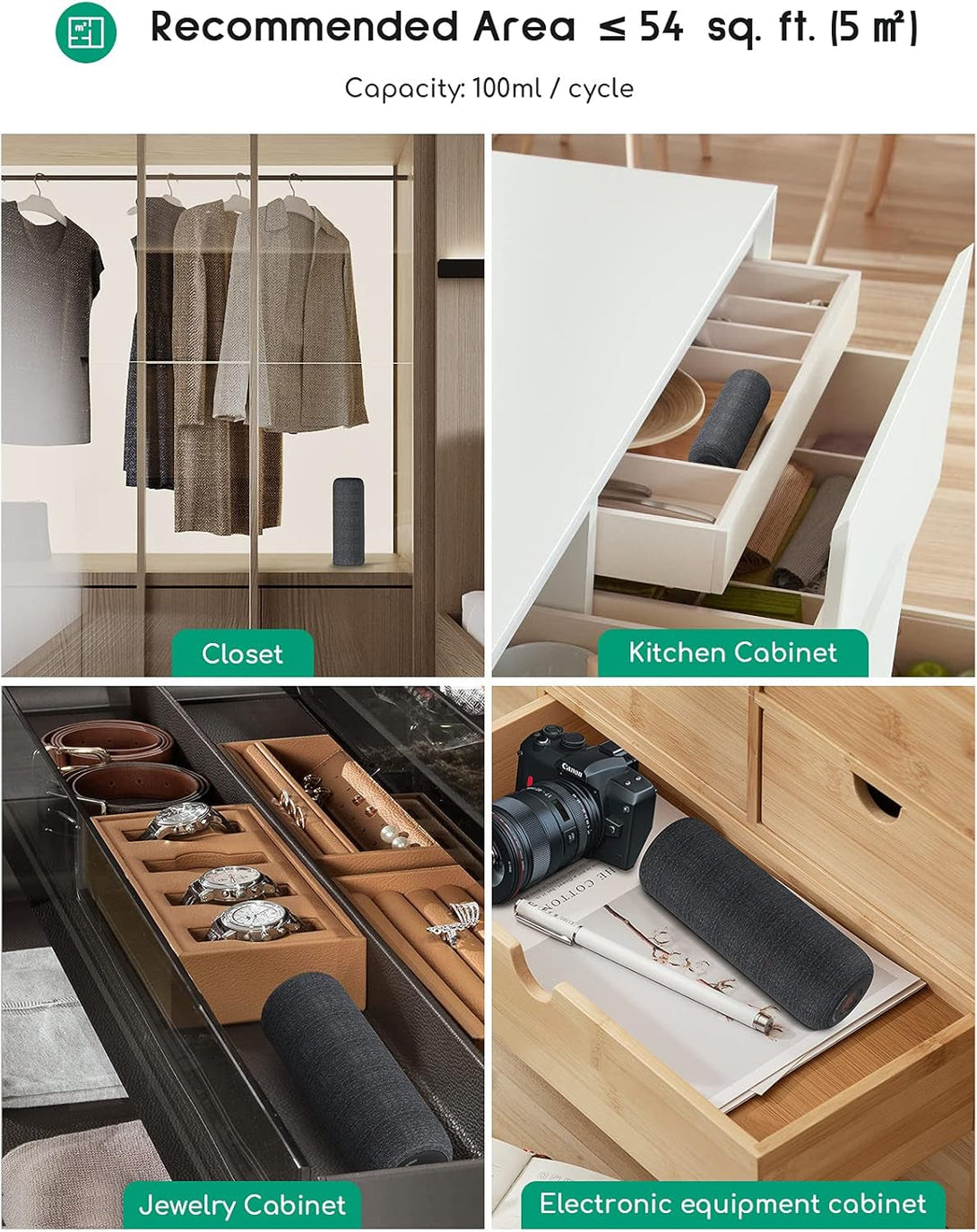 Afloia Mini Dehumidifier, Gun Safe Rechargeable Cordless with Heating Base, Quiet Small Portable for Room Bathroom Closet Car RV Boat, TOPZ 1+1 DG