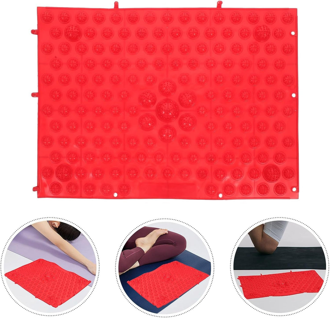 Reflexology Foot Massage Pad - Acupressure Mat for Blood Circulation, Stress Reliefs, and Foot Health, Home Therapy Massaging Plate (Red)