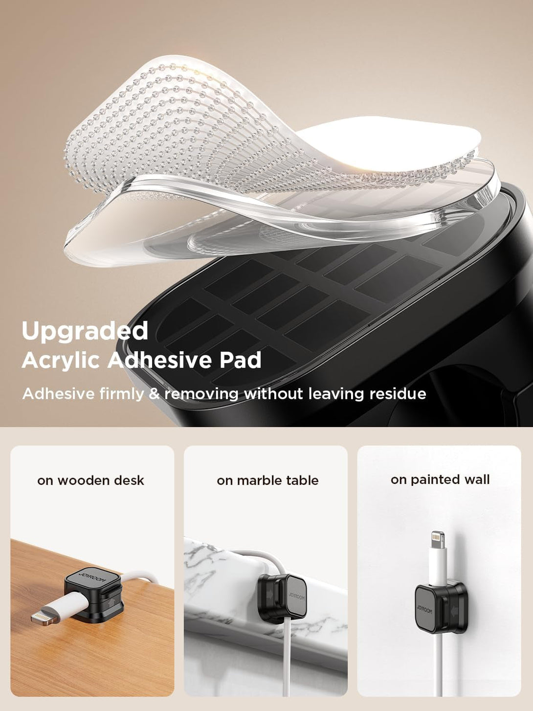 6 Pack Magnetic Cable Clips [Cable Smooth Adjustable] Cord Holder, under Desk Cable Management, JOYROOM Adhesive Wire Holder Keeper Organizer for Home Office Desk Phone Car Wall Desktop Nightstand