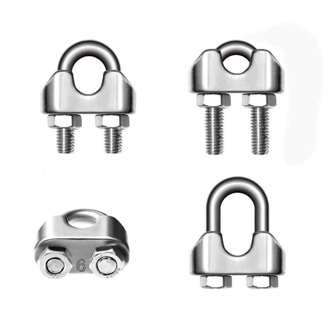 1/4 Inch 6Mm Wire Rope Clamps Clip 304 Stainless Steel Cable Clip Fastener 12 Pcs