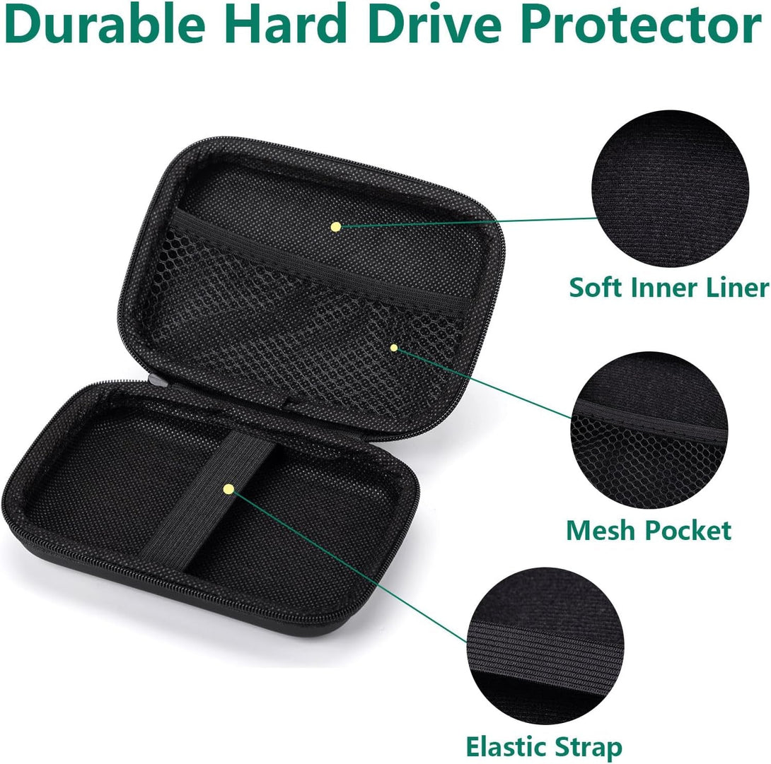 External Hard Drive Portable Carrying Case Digital Gadget Case Waterproof Black