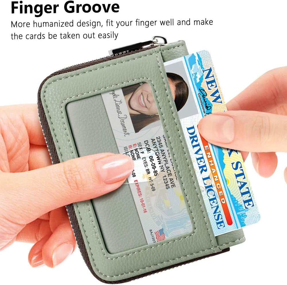 Furart Credit Card Wallet, Zipper Business Card Holder for Women, RFID Blocking, Keychain Wallet, Compact Size