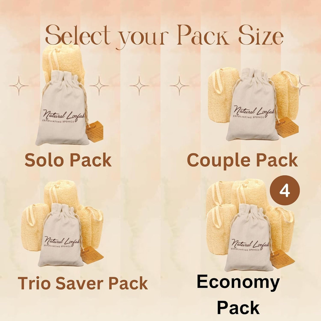 All Natural Loofah Sponge, Pack of 3 Real Egyptian Bath & Shower Exfoliating Loofa Scrubber Sponges for Face, Back & Body, Eco Friendly, No Toxic Chemicals, 6" X 6" by Crafts of Egypt