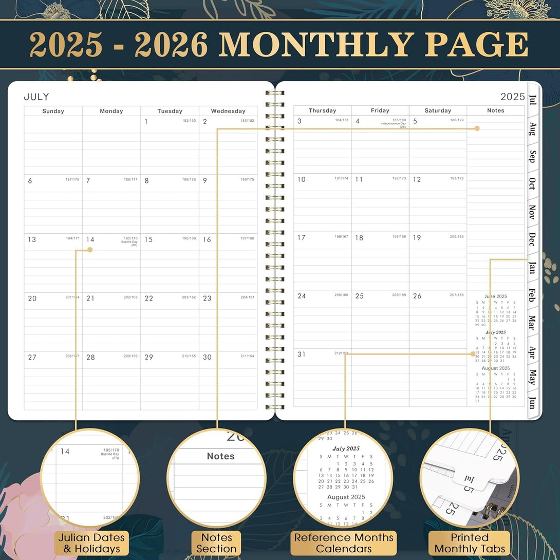 2025-2026 Planner - Planner 2025-2026, July 2025 - June 2026, Weekly & Monthly Spreads, 8'' X 10", Monthly Tabs, Twin-Wire Binding