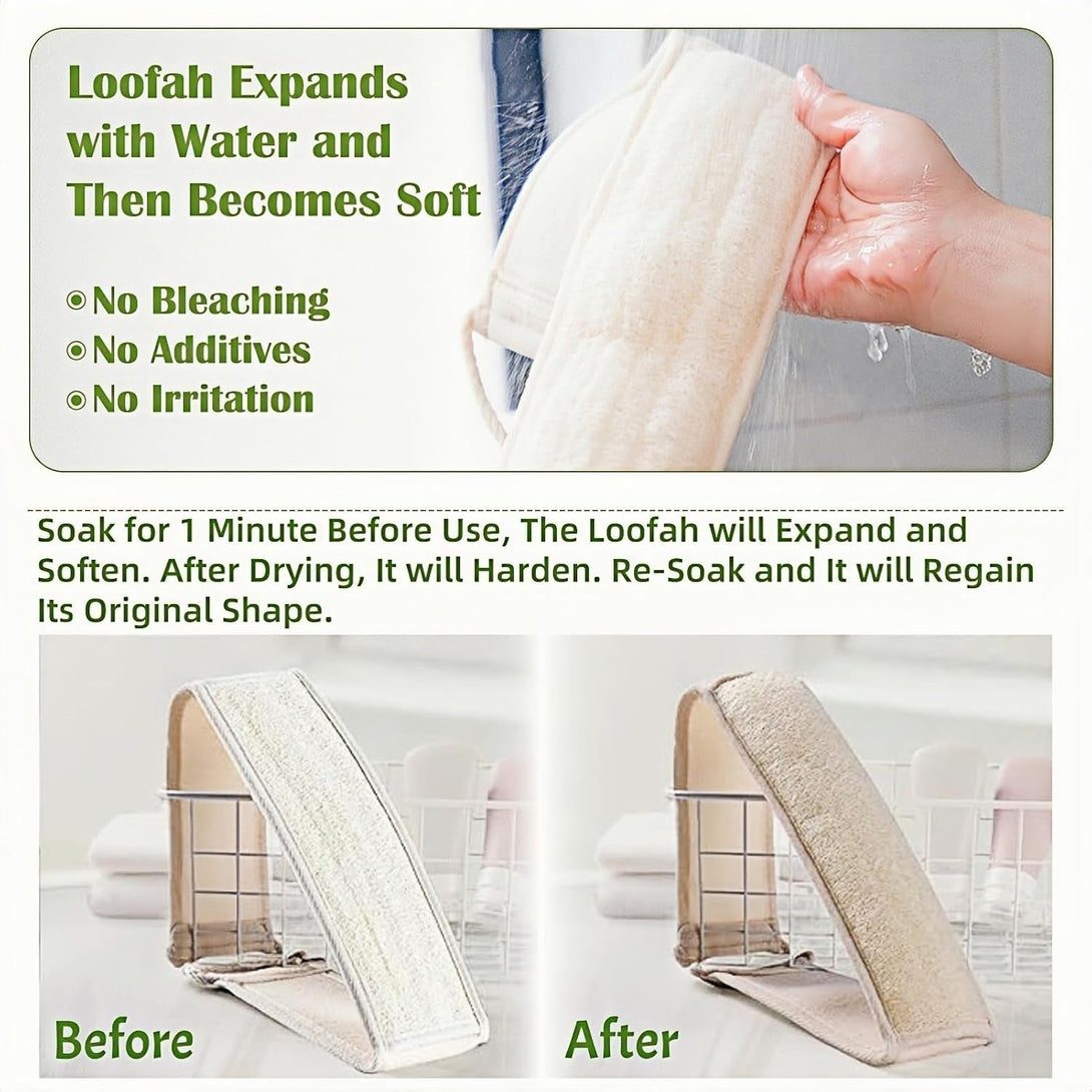 Natural Loofah Bath Sponge, 35.5 in Back Scrubber for Bath Shower, Exfoliating Body Scrubber, Shower Loofah Scrubber for Women and Men, Shower Loofah Sponge to Clean Body Deeply, Invigorate Skin