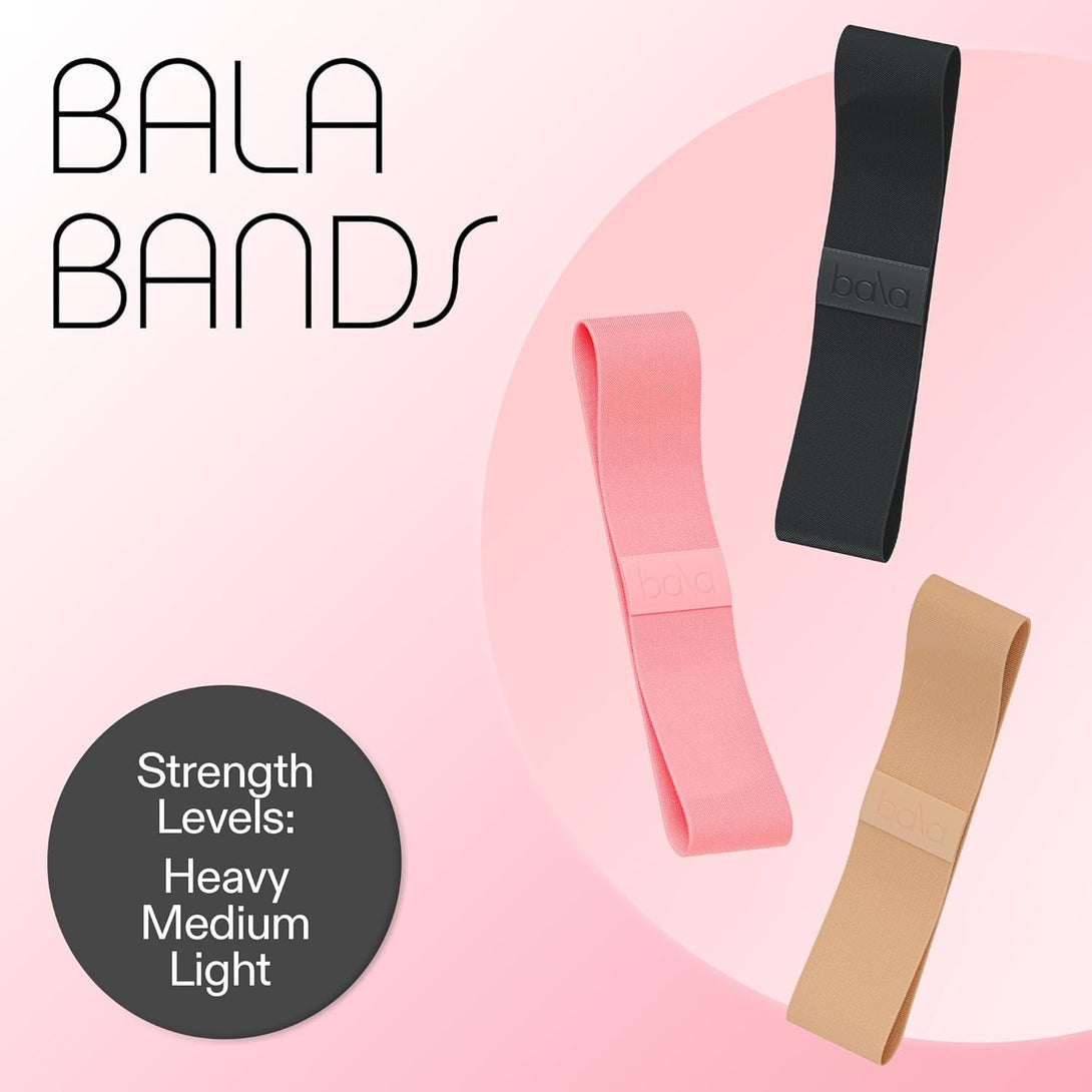 Bala Bands Resistance Bands for Women & Men, 3-Pack - Elastic Exercise Bands for Working Out - Wrist, Ankle, Legs & Booty Bands - Workout Resistance Bands for Yoga, Pilates, Strength Training