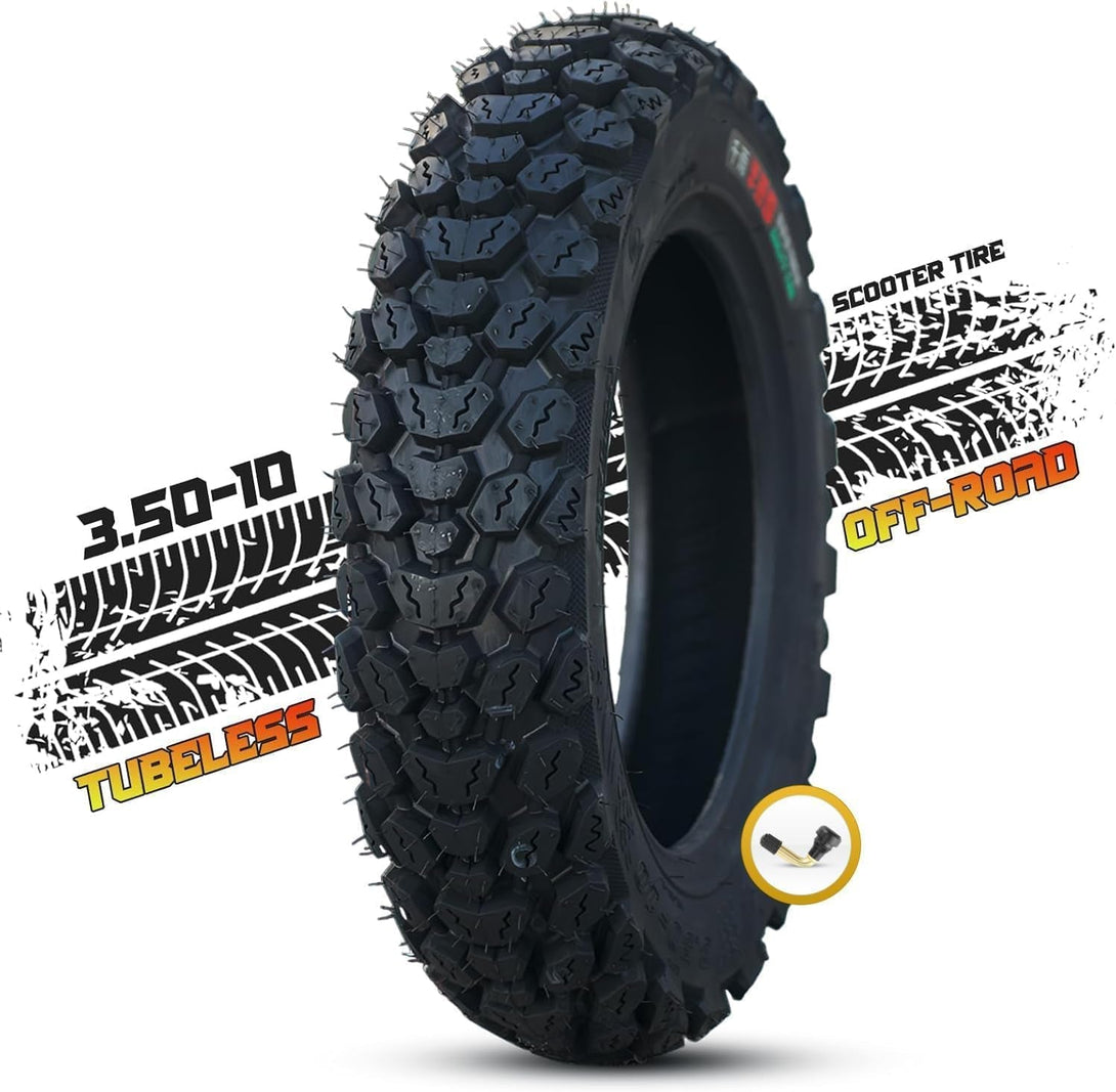 3.50-10 Tire 3.50 10 Inch Tubeless Tire 3.50-10 Offroad Snow Knobby Tire for Front/Rear Replacement Spare Accessory Fits on 10 Inch 58J 8 P.R.