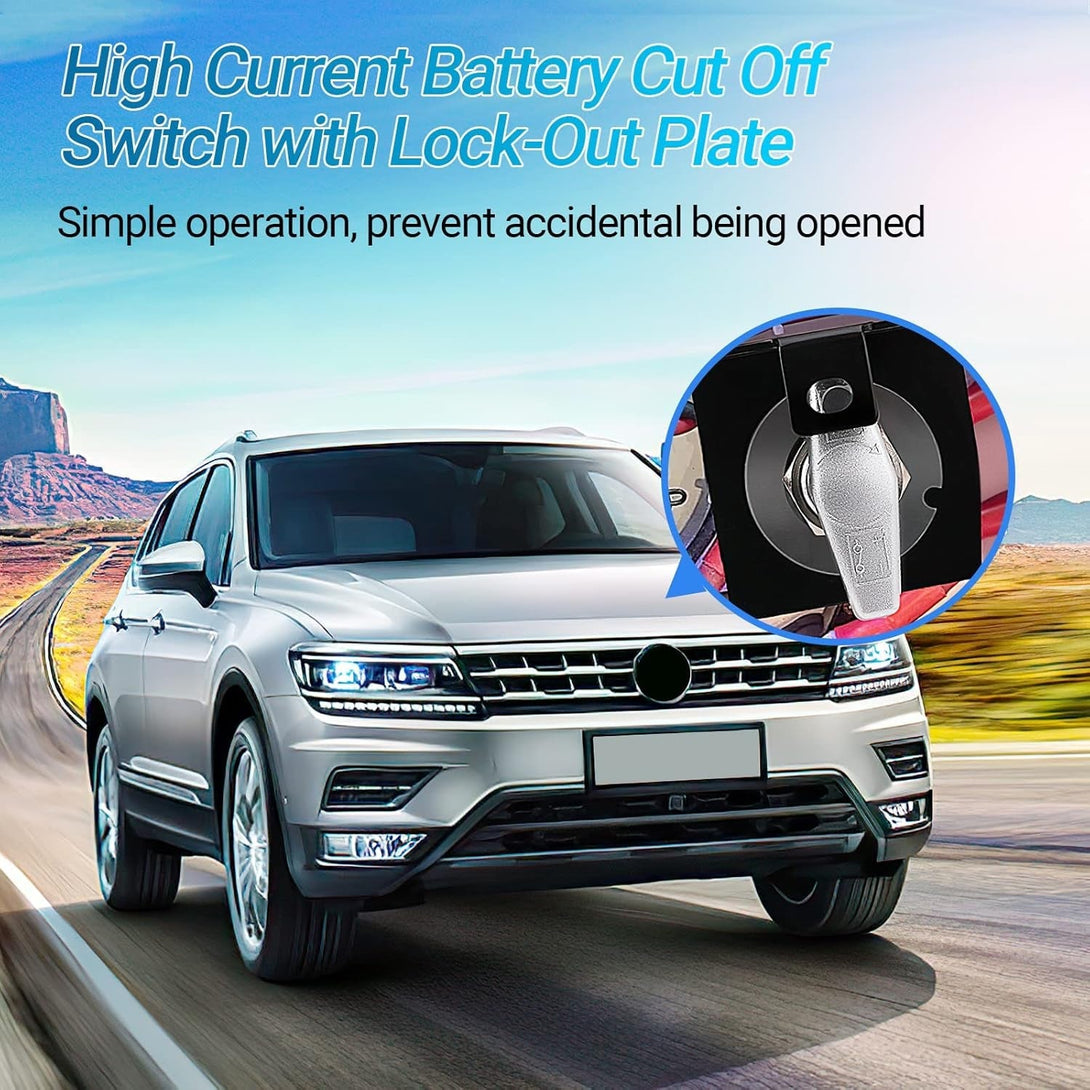 500A High Current 12V-36V Battery Cut off Switch with Lock-Out Plate, Replace 20247, Waterproof Master Battery Disconnect Switch Fixed Handle Isolator for Car, Truck, RV, Yacht, Boat