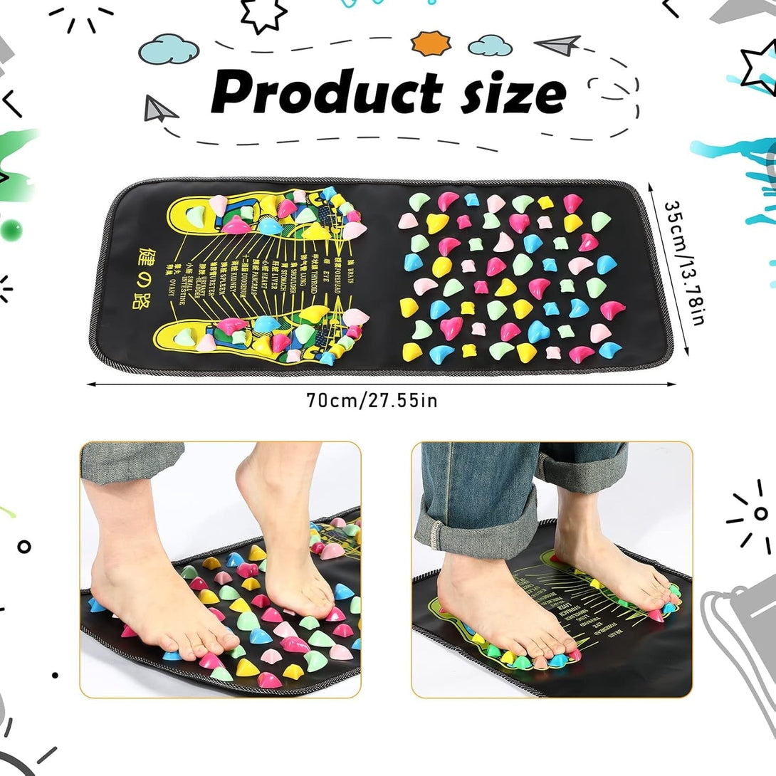 Trelaco Foot Massage Mat Reflexology Walk Stone Road Foot Massage Acupoint Mat for Acupressure Relaxes for Long Sitting Elderly Students and Office Workers (27.56 X 13.78 Inches)