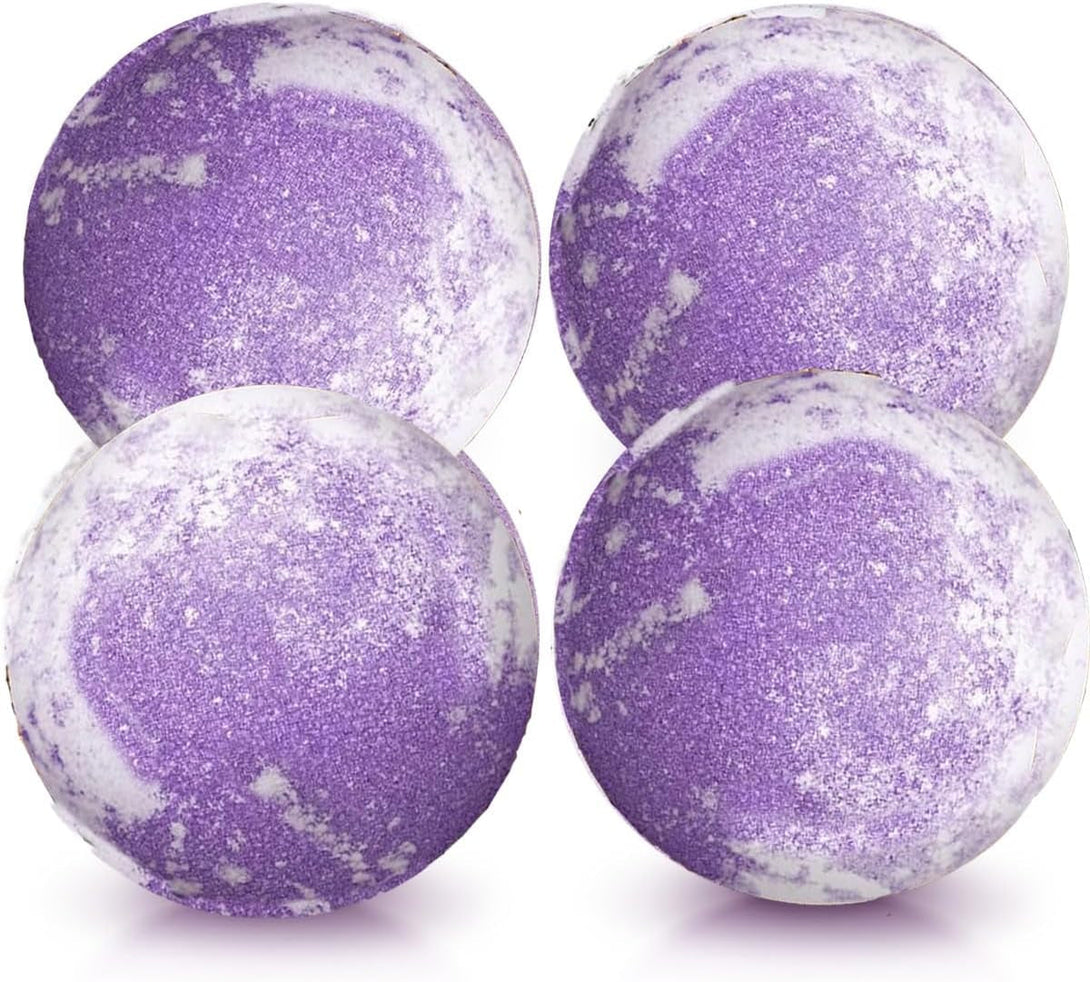Natural Hemp Oil Extract and Lavender Essential Oils Bath Bombs Salt Balls,4 Pack Gift Set,Moisturizing Dry Skin,Fizzy Spa,Relaxation,Self Care,Relaxing,Bubble Bath Bomb Gifts Idea for Men Women