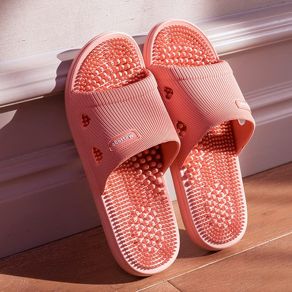 Acupressure Massage Slippers for Plantar Fasciitis for Women Acupuncture Slippers Arthritis Neuropathy Pain Relief Non-Slip Massage Sandals Women Stress Relief Gifts for Bath (Pink, Us Women 7.5-8)